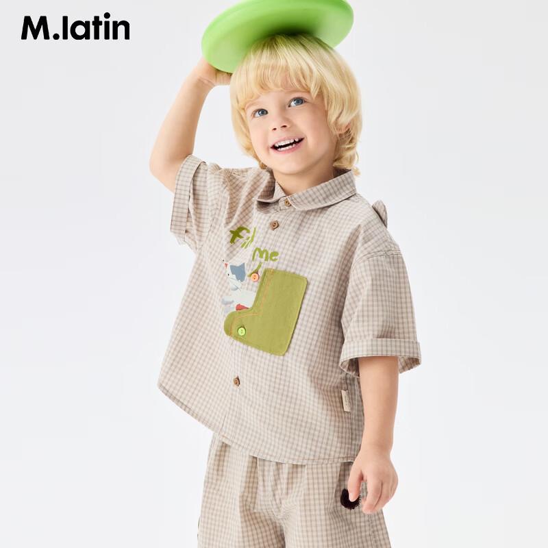M.Latin Boys  Short-Sleeve Plaid Cotton Shirt 100