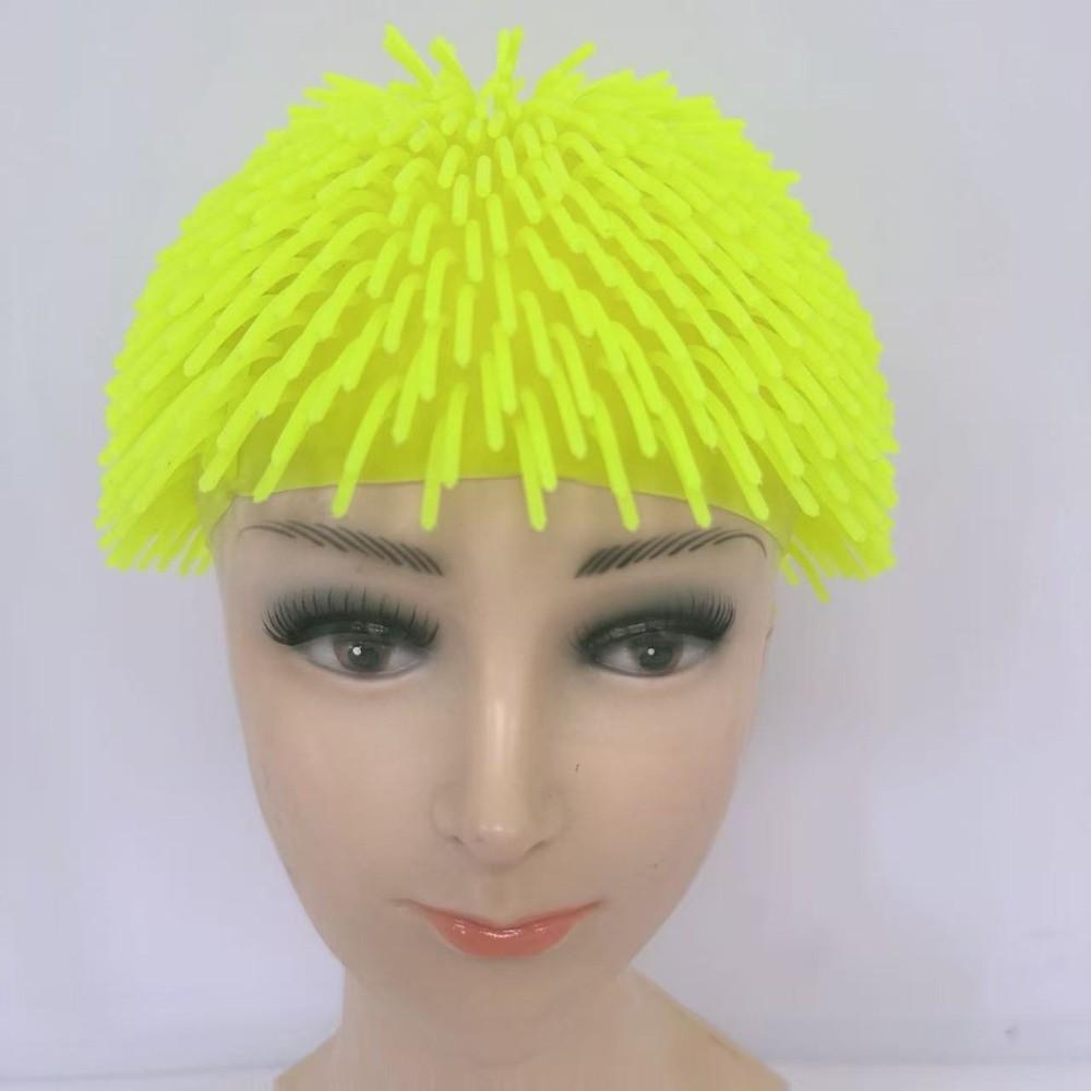 Soft Rubber Long Hair Head Cover Funny Portable Party Hat Gifts Colorful Head Cover