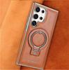 Custodia Magnetica con Anello Portadita in Pelle di Lusso per Samsung Galaxy S25 Ultra S25Plus S24 S23 Ricarica Wireless Magsafe