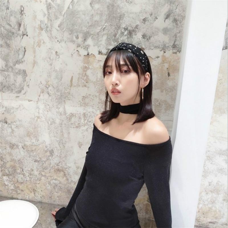 Fashion Rhinestone Headband Women Snowflake Shape Diamond Hairband Adult Girls Hair Accessories Fresh Mesh Cloth Hair Hoop