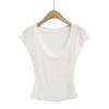 Summer new Spice Girl thin micro-transparent V-neck tencel short-sleeved top women's short slim-fitting waist T-shirt bottoming shirt