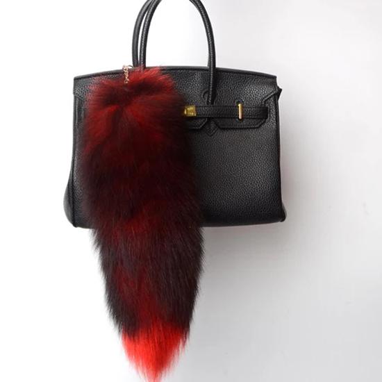 Handmade Natural Fox Skin Keychain, 40 Centimeters Long, Handbag Keychain, Backpack, Handbag/shoes/hat/charming Jewelry with Tassels for Cars