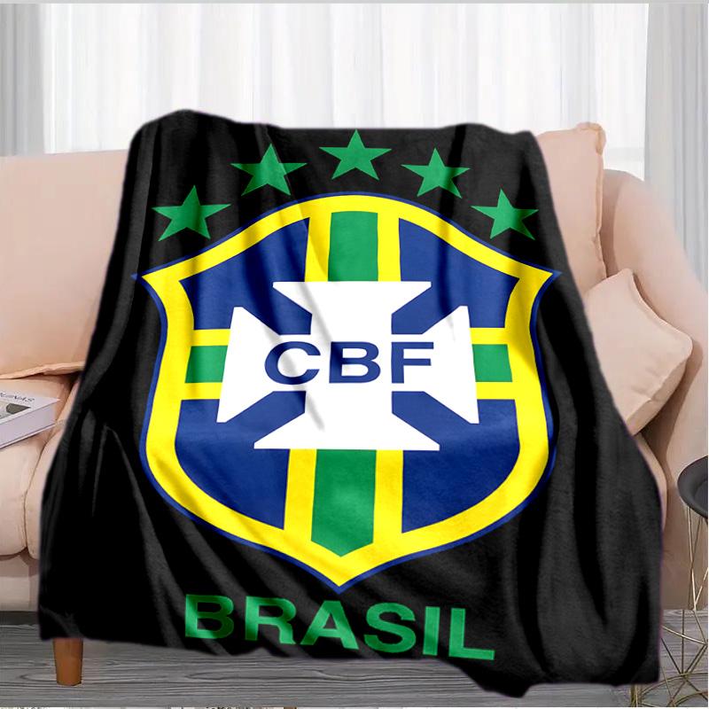 Brazilian Football Federation Printed Throws Blanket Soft Flannel Blankets for Couch Bed Gifts for Men Women Picnic blanket Christmas gifts