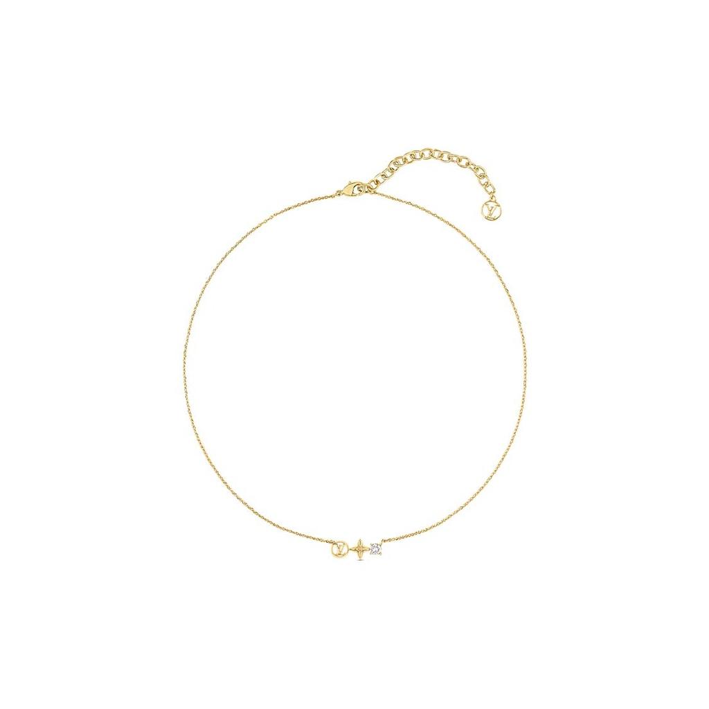 Louis Vuitton Monogram Party Lv Petit Louis Floral Necklace Women necklace Gold M00368
