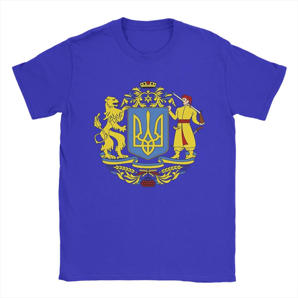 Men TShirt Ukrainian Coat Of Arms Novelty Cotton Tee Shirt Short Sleeve Ukraine T Shirts Round Neck Clothing Summer