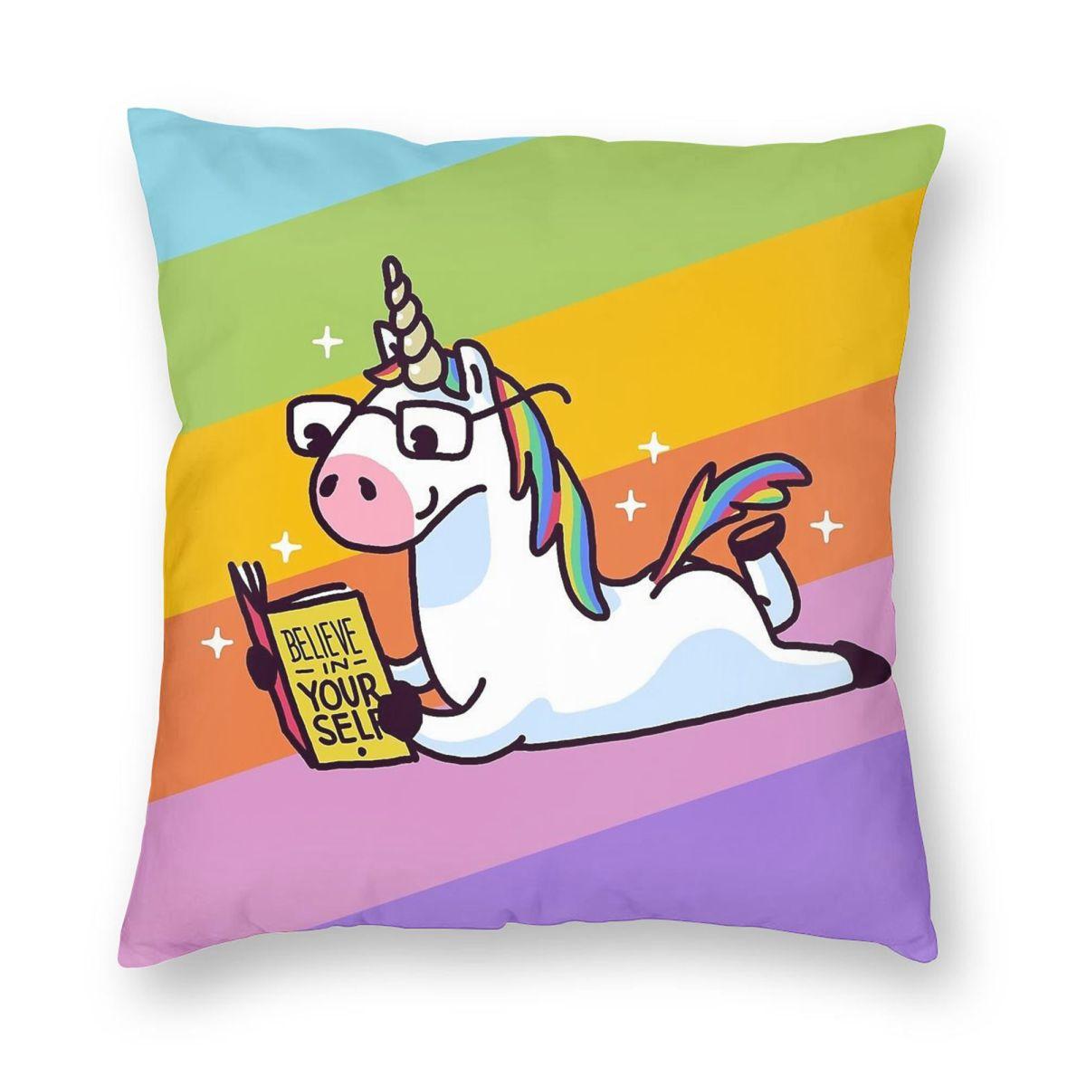Unicorn Believe In Yourself Fabulous Square Pillowcase Polyester Linen Velvet Pattern Zip Decor Pillow Case Sofa Cushion Case 30x30cm