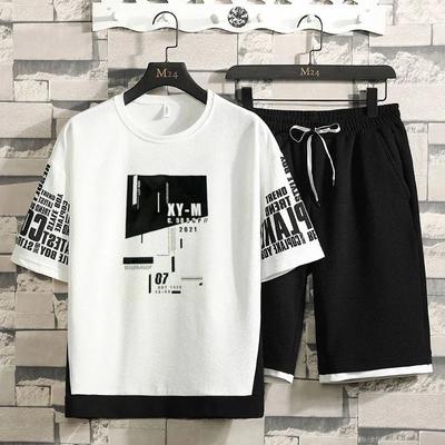 Pánské soupravy Streetwear Krátký rukáv S výstřihem s potiskem Stee + Kraťasy Léto Prodyšné Ležérní Muž Havajské obleky 2dílná sada Sportovní oblečení