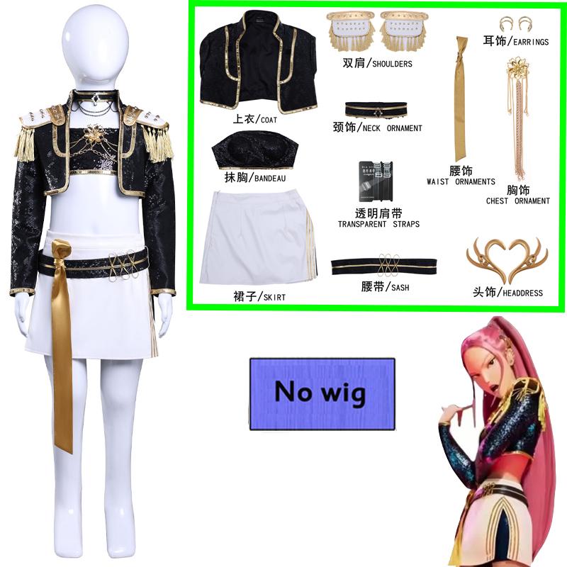 

Аниме K-POP Охотники на демонов Дети Девочки Косплей Костюм Руми Зои Мира Детский Наряд для ролевых игр Вечеринка Черный Золотой Блестящая Униформа 150cm&KPop Demon Hunters