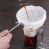 Reusable Stainless Steel Handle Cotton Cloth Strainer Coffee Tea Mesh Filter Bag