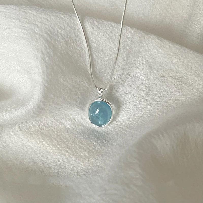Seiko Aquamarine Necklace Sense ins Wind Niche Clavicle Chain