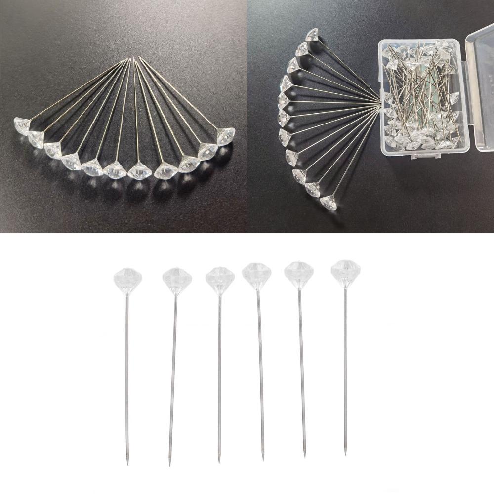 300Pcs Clear Crystal Rhinestone Head Pins Straight Shank Floral Wedding Pins Bouquet Decoration