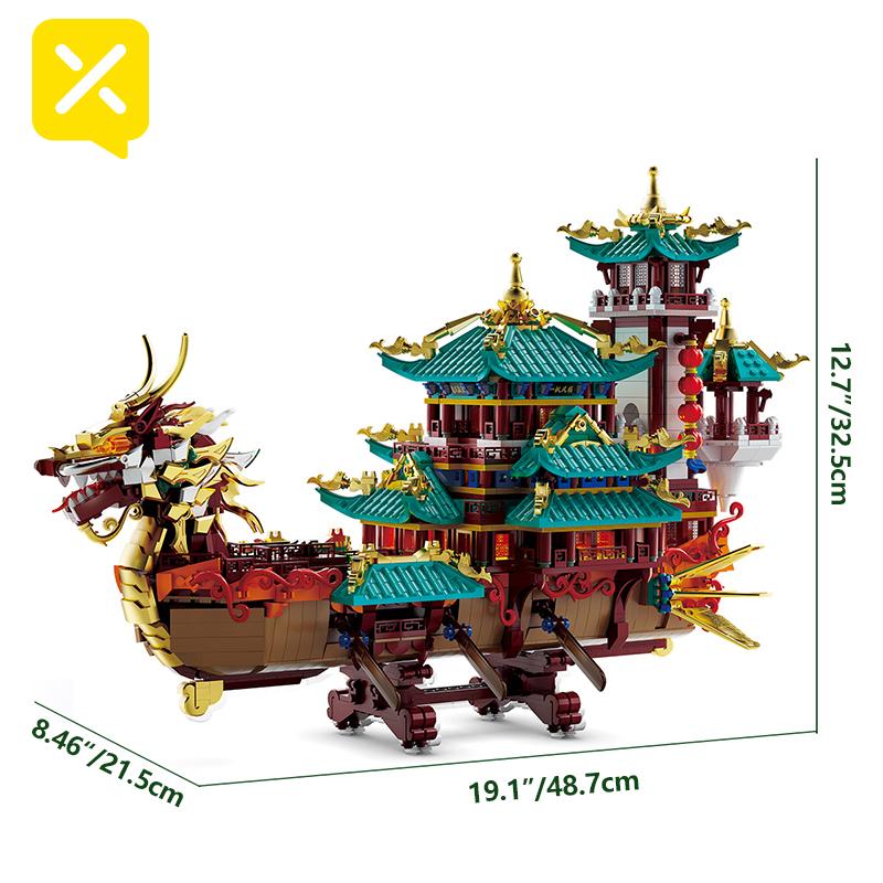 TOYLINX Model DIY 2453 SZT. Puzzle Styl Chiński Budowanie Zabawki Edukacyjne Klocki do Składania Zabawki na Prezent Świąteczny dla Chłopców Dorosłych