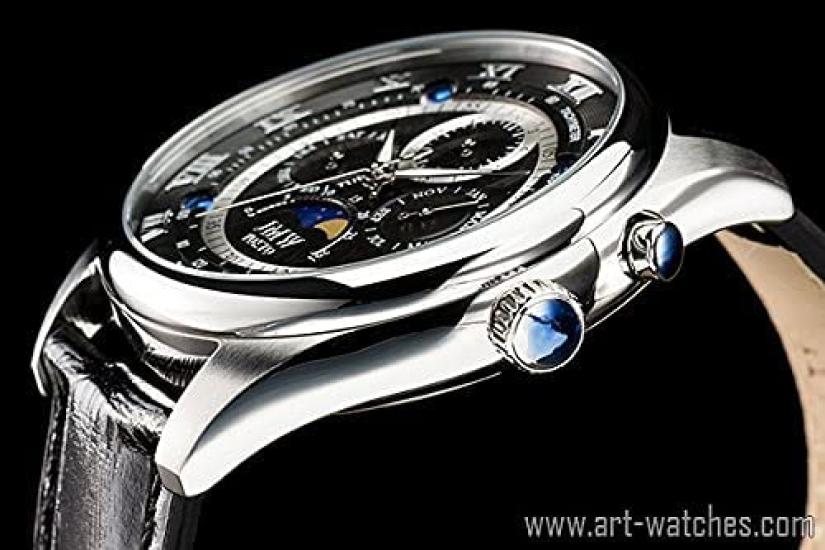 JMW TOKYO Men's Moon Phase Watch, Japanese Movement, 100m Water Resistant, Genuine Leather Strap, Roman Numerals, Black & Silver [Limited To 300
