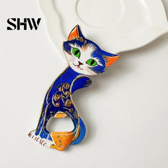 Bottle Opening Tool Cat Opener Fridge Magnet, Vintage Cartoon Kitten Decorative Magnet Magnetic for Home Bars and Kitchen Acrylic