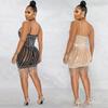 X5633 Strass-Spaghettiträger Fransen Bandagekleid - Sexy Ärmelloses Minikleid