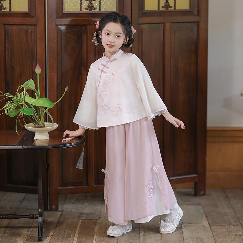 Girls  Embroidered Hanfu Tang Suit Set 140
