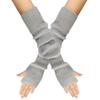 Women's Winter Warm Wool Gloves, Fingerless Long Sleeves, Solid Color, Extended Gloves