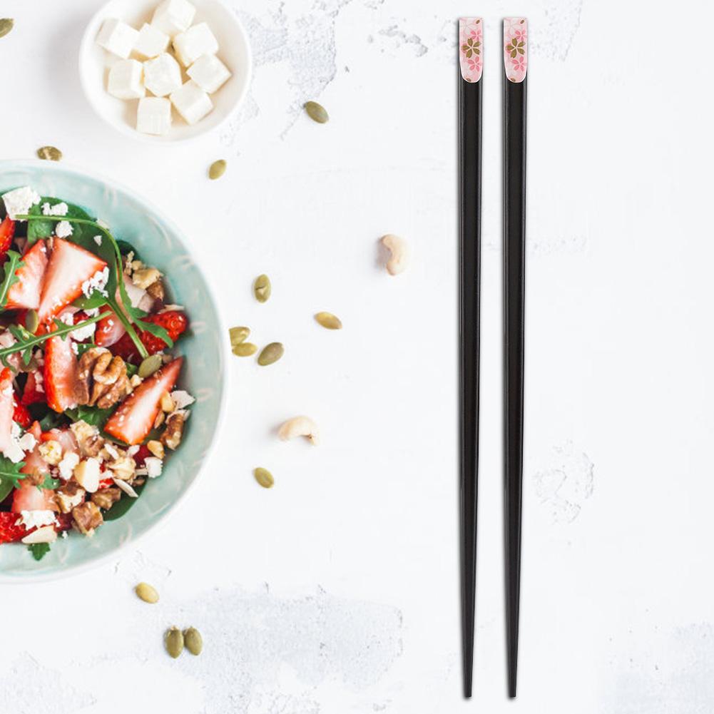 

1 Pair of Japanese Style Sakura Pattern Reusable Durable Wooden Chopsticks (Pink)