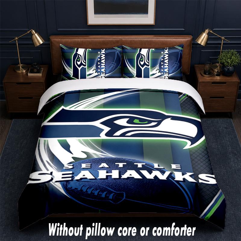 Seattle Seahawks Design Bed Bedding Set 1 Duvet Cover + 2 Pillowcases Soft Breathable Household Bed Linens