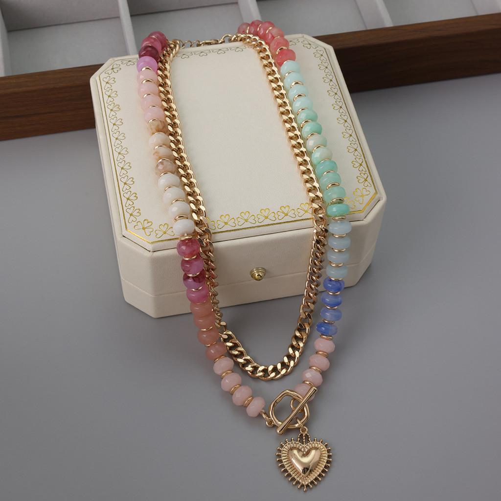 Korean Style Heart Pendant Necklace With Alloy Material For Party Wear