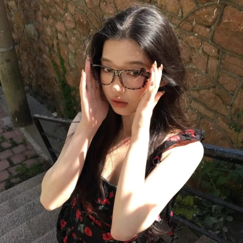 Leopard Print Glasses Frame Cute Tortoise Color Without Lens Decoration Frame