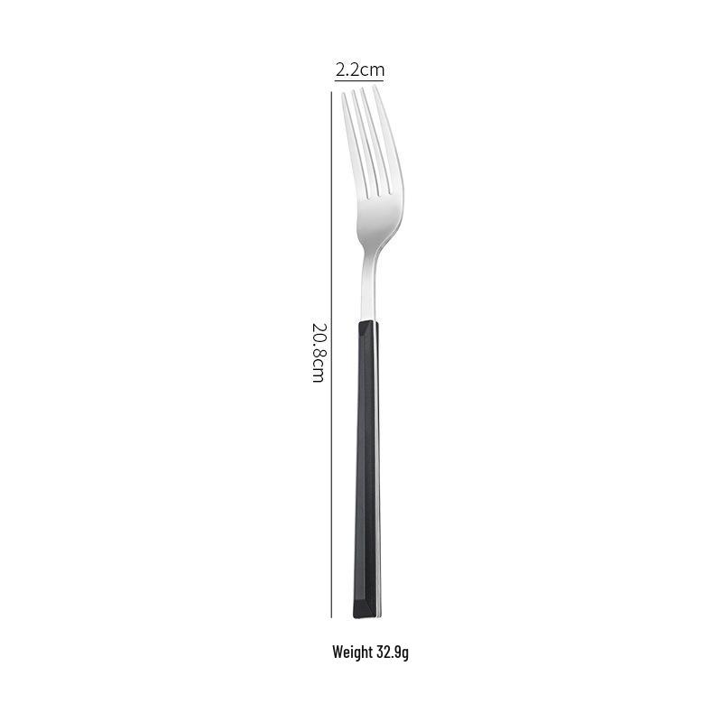 Korean Style 430 Stainless Steel Tableware Set with Imitation Wood Grain Handles: Includes Knife, Fork, Spoon, and Chopsticks