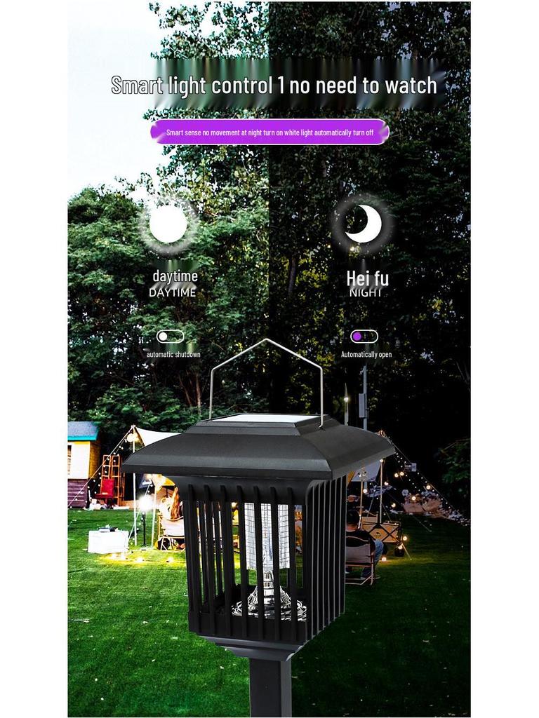 Solar Mosquito Repellent Lamp: Outdoor Garden Handheld Insect Killer Stainless Steel Light