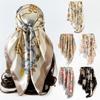 90cm Satin Headscarf: Classic Floral Print Large Scarf for Women
