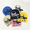 Teens Elastic Beanie Knit Skull Caps with Jacquard Skull&Rose Pattern Skiing Hat
