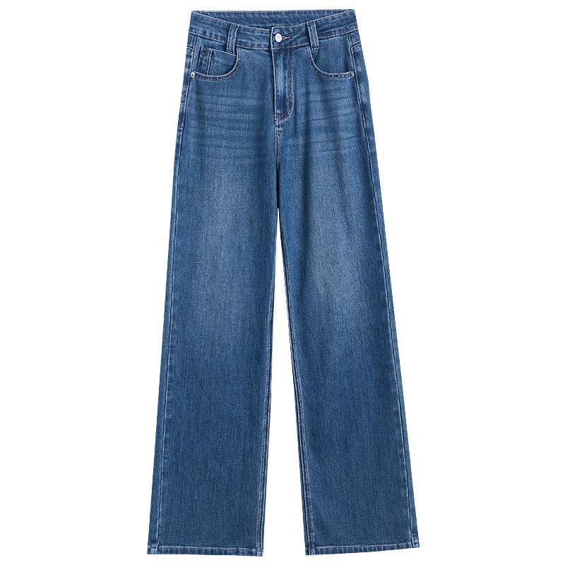 Women's High-Waist Slim Straight-Leg Dark Blue Jeans - Autumn 2025 Retro Versatile Style