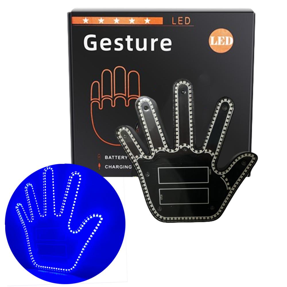 Gesture LED Wireless Adhesive LED Light Car Inside Window Sign Road Rage Middle Finger Up Funny Palm LED Hand Light