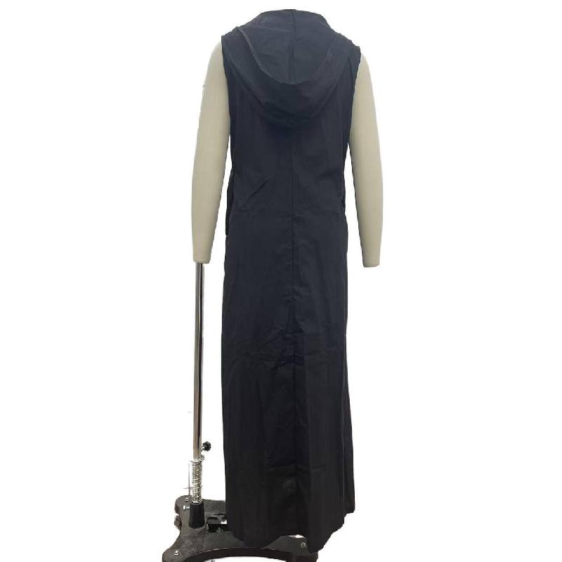 2026 New Women's Casual Loose Sleeveless Long Dress with Single-Breasted Buttons and Fashionable Hood