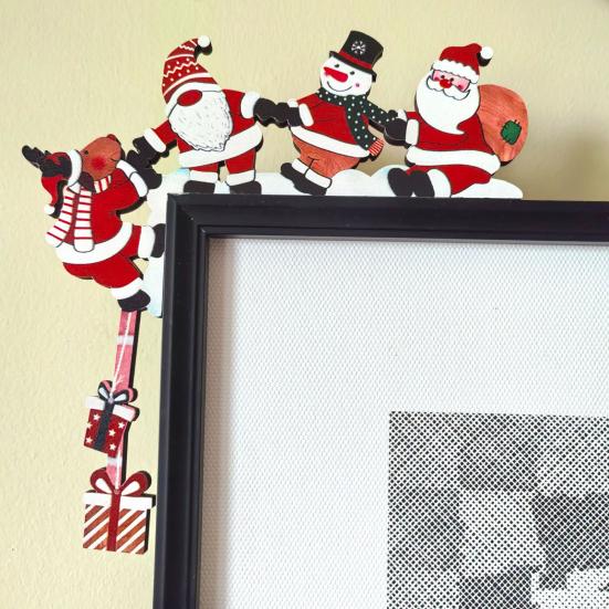 Christmas Door Topper Wooden Door Corner Decor Snowman Reindeer Santa Sign for Home Party Door Frame Decoration
