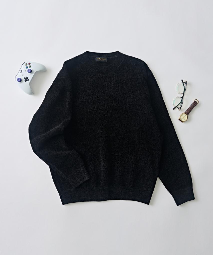 ANALOG MOOD Velour Classic Round Knit (Black)
