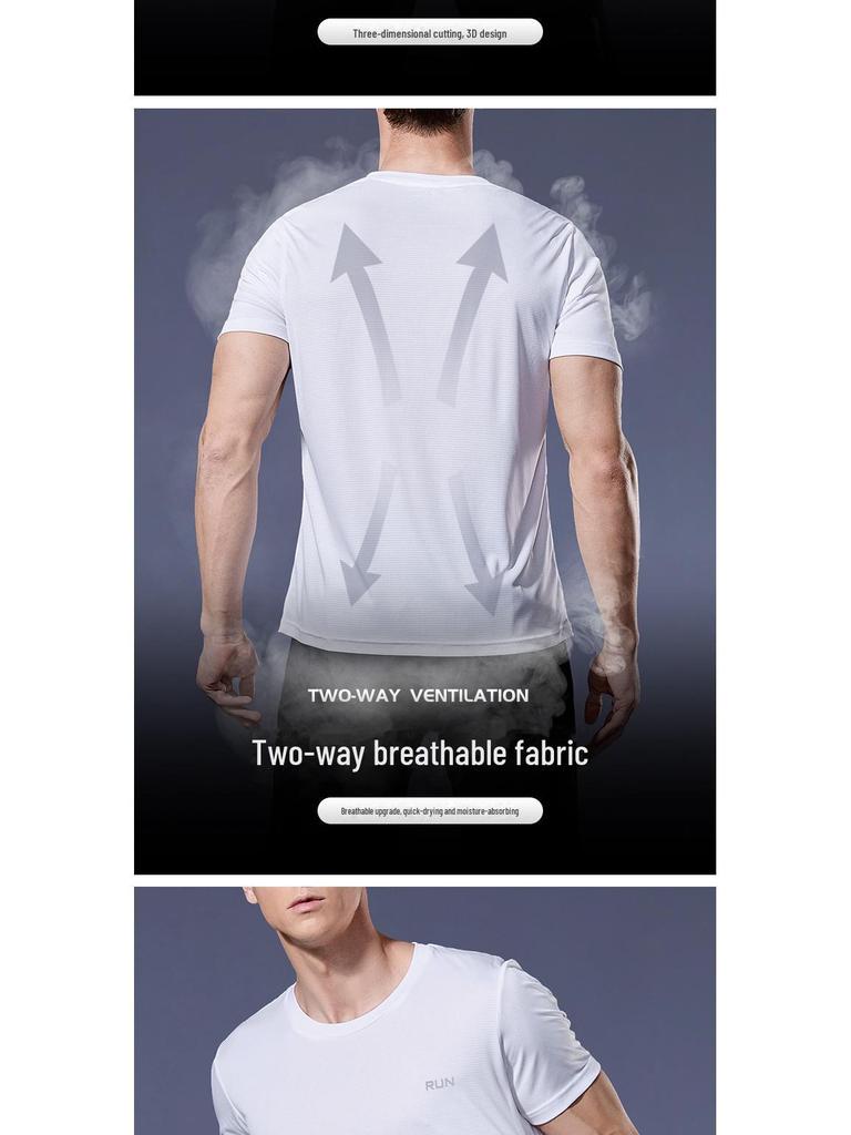 Men's Quick-Dry Summer Sports T-Shirt - Breathable, Loose Fit for Fitness, Running, and Basketball, Round Neck, Short Sleeves.