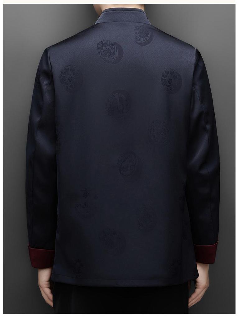 Men's 2025 Autumn/Winter Chinese Style Two-Piece Set: Middle-Aged Stand-Up Collar Tang Suit Jacket & Casual Zhongshan Suit