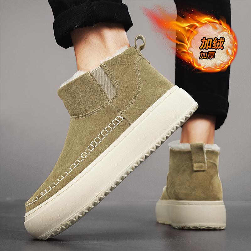 Snow boots men's shoes fleece warm lazy thickened cotton shoes thick-soled non-slip short boots