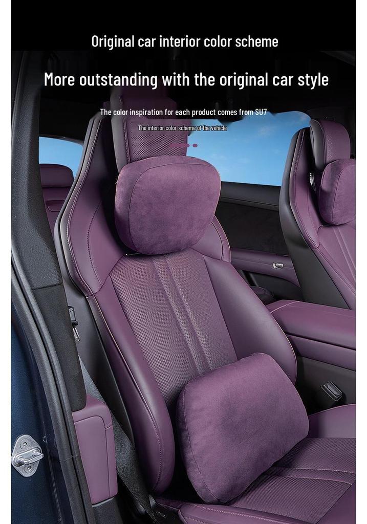 Compatible with Xiaomi 26 Models: SU7 Magnetic Headrest Neck & Lumbar Support Cushion for Car Decoration and Comfort.