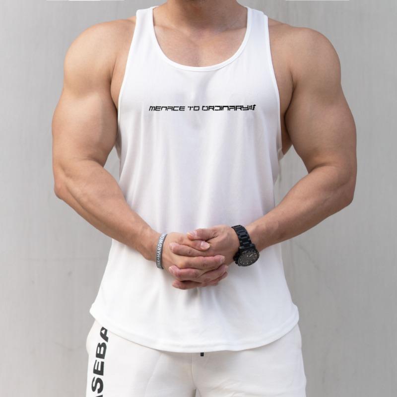 New Sports Vest Men's Muscle Slim I-character Waistcoat Training Sleeveless T-shirt Fitness Clothes