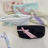 Ins Style Simple Fabric Pencil Case Bowknot Makeup Bag Large Capacity Storage Bag Stationery Pouch School Supplies Girls Gift