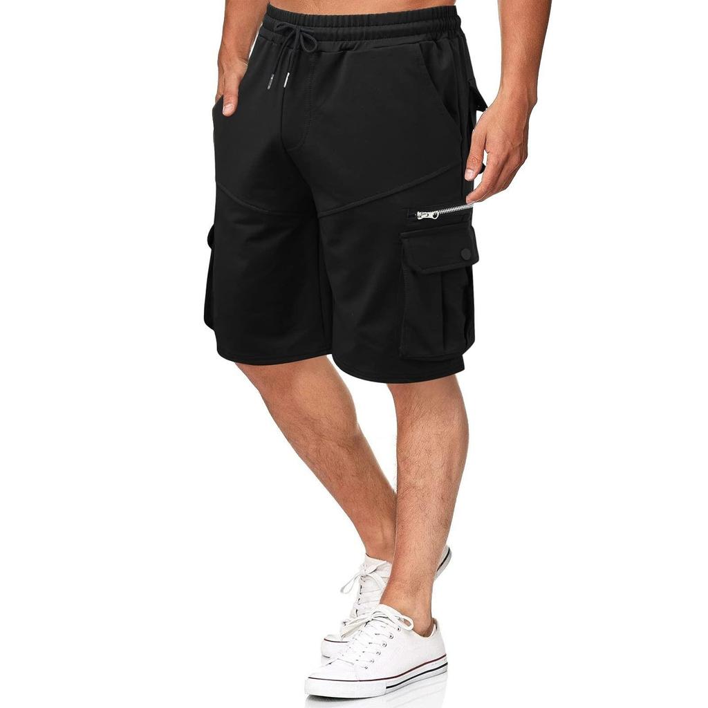 Pantaloncini da lavoro estivi da uomo Pantaloni larghi casual a cinque punti Pantaloncini da jogging da uomo con cerniera multitasche