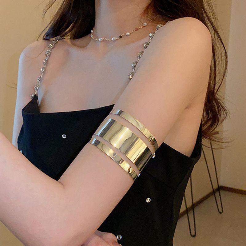 Minimalist Double-Layer Hollow Armlet: European & American Style, Exaggerated & Fashionable High-End Bracelet