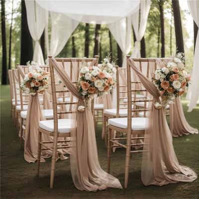 20PCS 17x250cm Chiffon Cadeira Faixas Cadeira de Casamento Drapeado Decoração Para Casamento Corredor Decorações Festa Banquete Evento Chá de Bebê