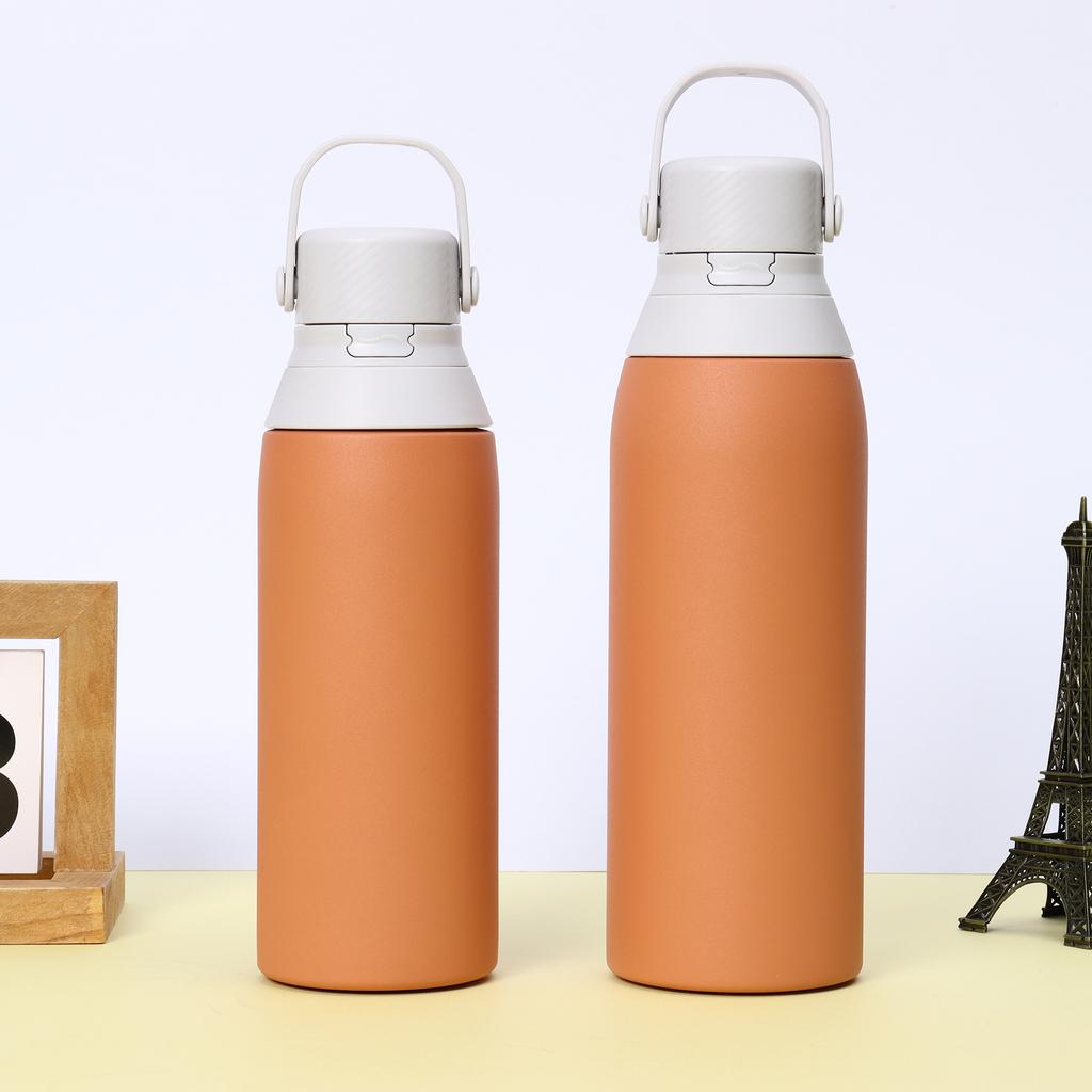 Thickened stainless steel thermos cup Portable car straw cup Creative portable with straw Outdoor sports kettle