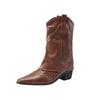 Western Cowboy Kurze Stiefel Dicker Absatz High Heel Niet Mode Spitz Kurze Kurze Stiefel Einfache Hosenstiefel Damenschuhe
