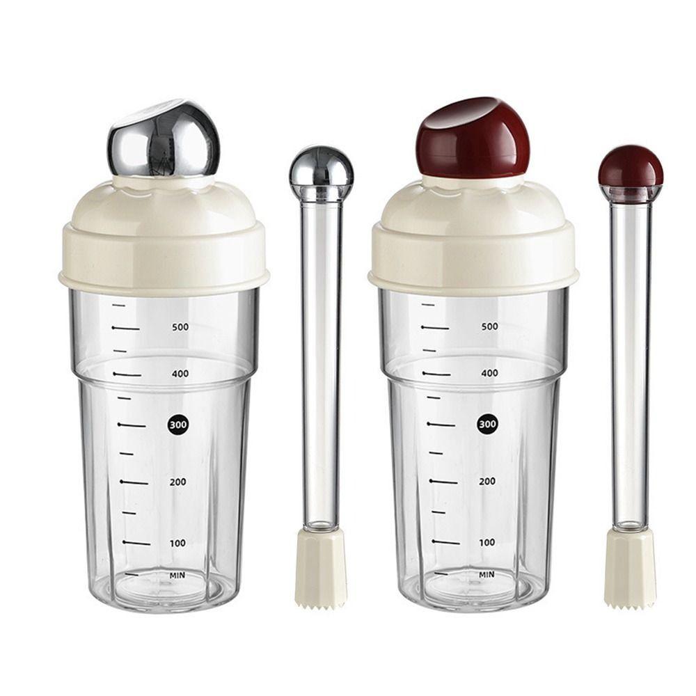 600ML Cocktail Mixer Cup Portable BPA-Free Drink Hand-Shake Mixer Broken Popsicles Transparent Scale Shake Cup Muddler Set