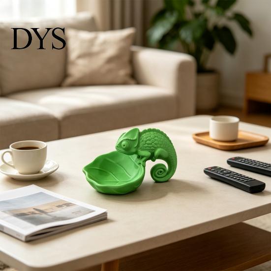 Chameleon Storage Tray 3D Printed Leaf Bowl, Jewelry Key Trinkets Home Office Organizer Holder, Succulents Planter Pot for Desk
