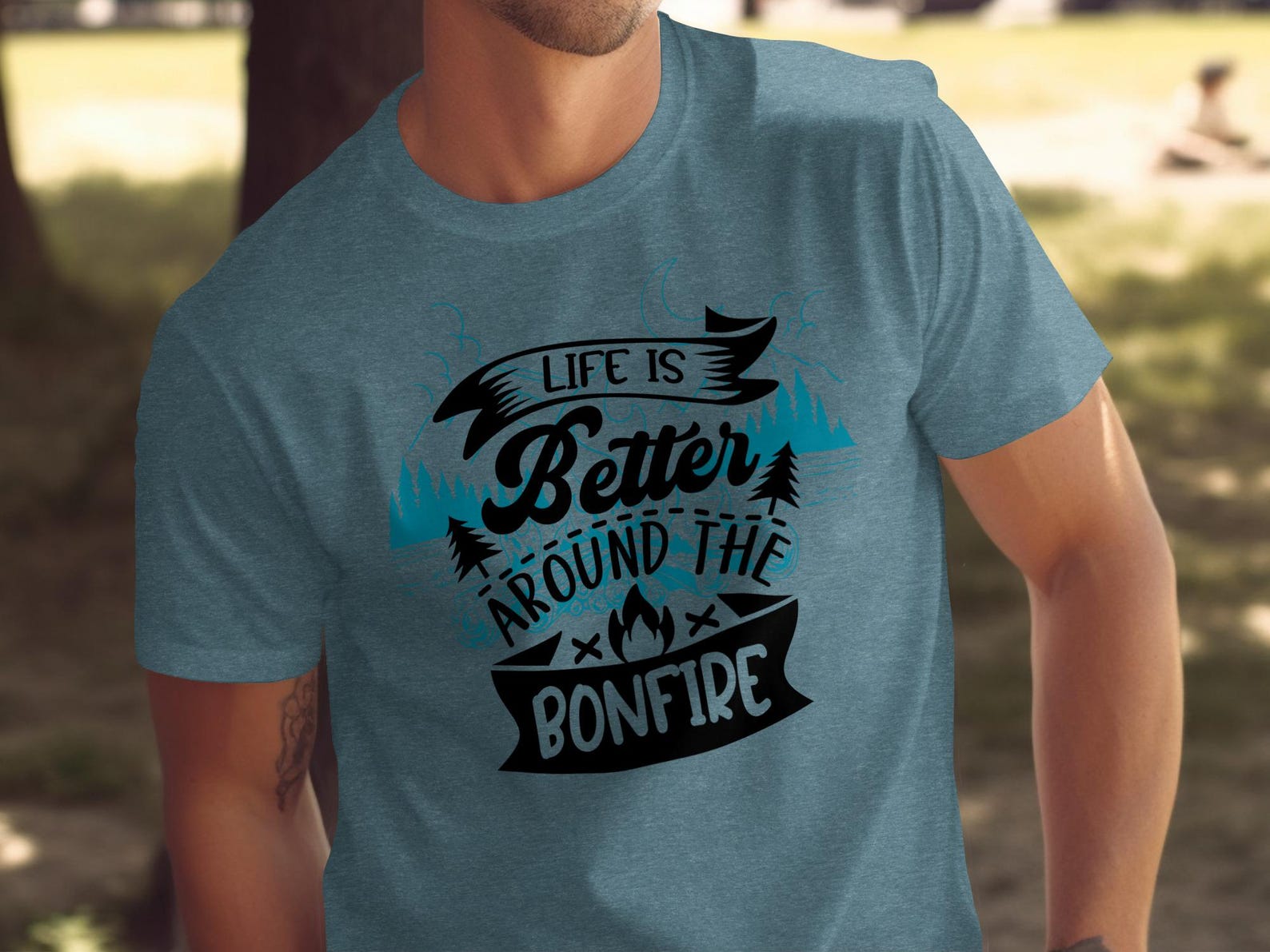 Life Is Better Around The Bonfire T-Shirt | Cozy Campfire Graphic Tee L