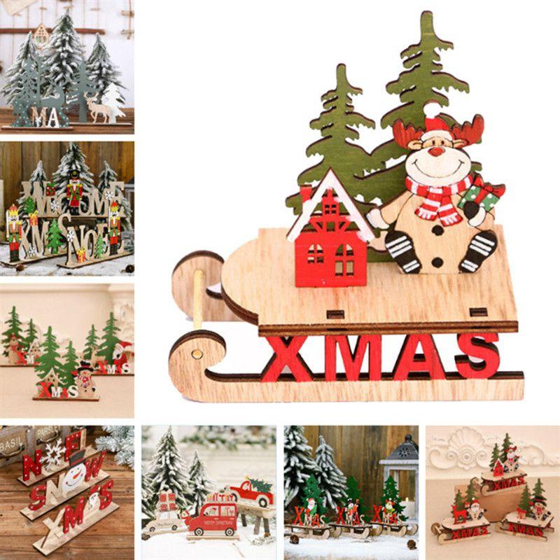 Decor Christmas Wooden Table Desktop Sign Xmas Gifts New Year Home Ornaments