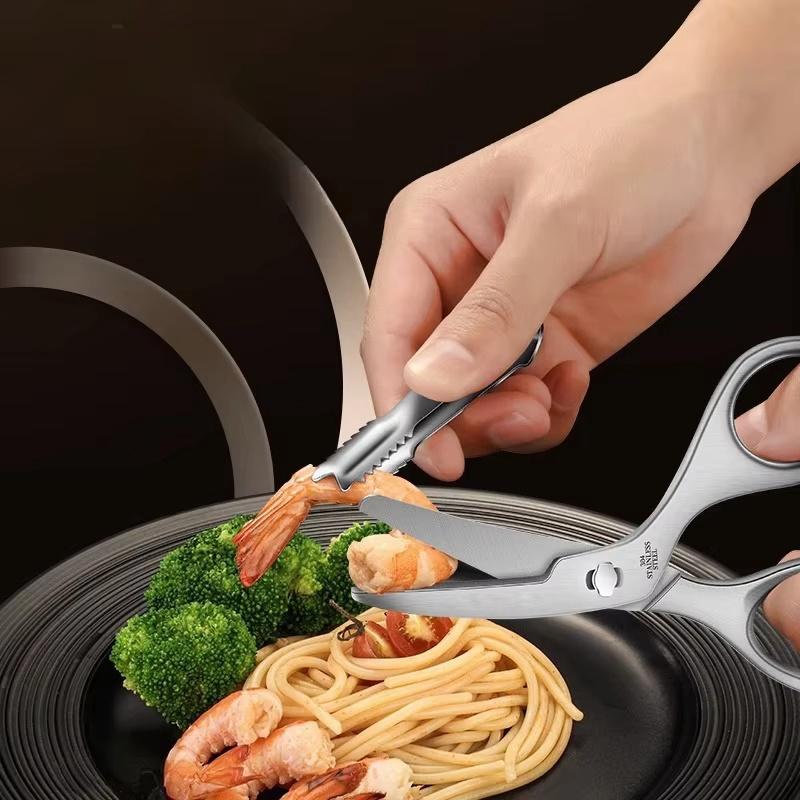 Food Grade Stainless Steel Baby Food Scissors Detachable Designed for Babies Cut Noodles Meats Fruits Veggies Safe Feeding